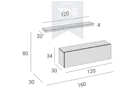 Подвесная тумба консоль с полкой в прихожую 160 см TDS-MDP-TK-016 из категории  фото-2