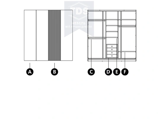 Шкаф с складными дверьми TDS-SH-015 из категории  фото-2