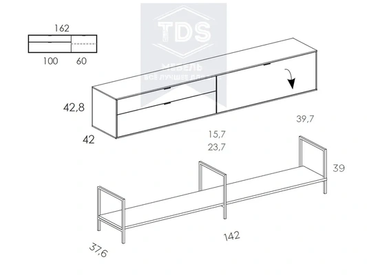 Тумба консоль в прихожую 160 см TDS-MDP-TK-003 из категории  фото-4
