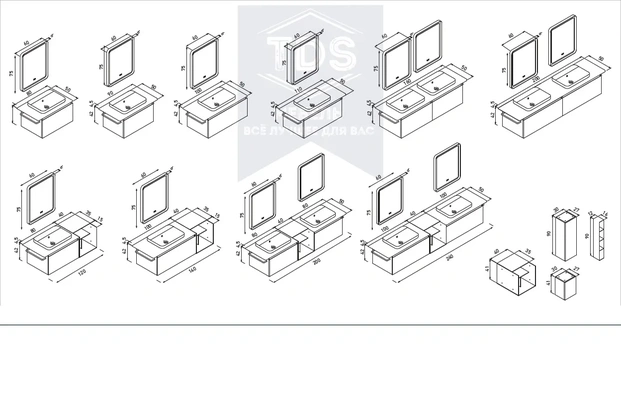 Комплект мебели для ванной Vico 130 см TDS-MDV-013 из категории  фото-5
