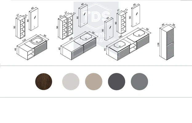 Комплект мебели для ванной Pacific 110 см TDS-MDV-010 из категории  фото-4