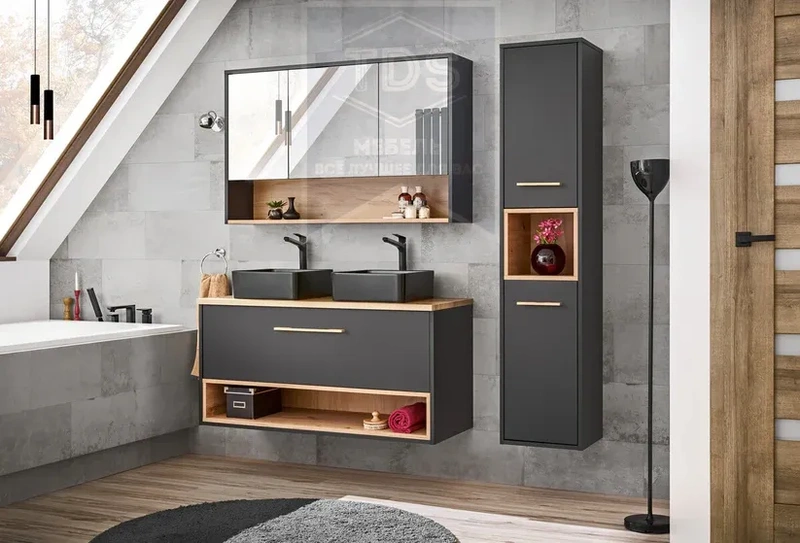 Главное фото Комплект мебели для ванной 120 см Boro графит TDS-MDV-003 из категории  