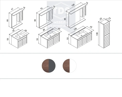Комплект мебели для ванной Serra 65 см TDS-MDV-014 из категории  фото-4