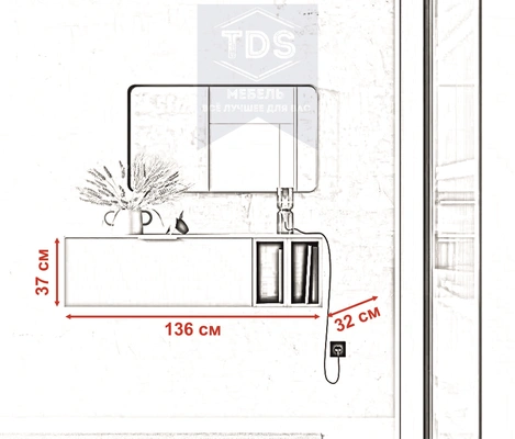 Подвесная тумба консоль в прихожую 135 см TDS-MDP-TK-019 из категории  фото-4